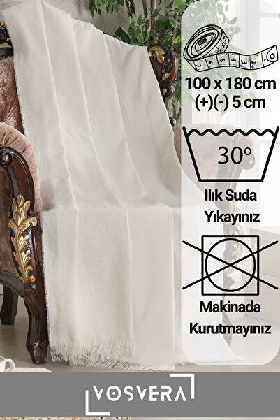 vosvera Tekli Sedir Pamuklu Naturel Koltuk Örtüsü 100x180 Cm