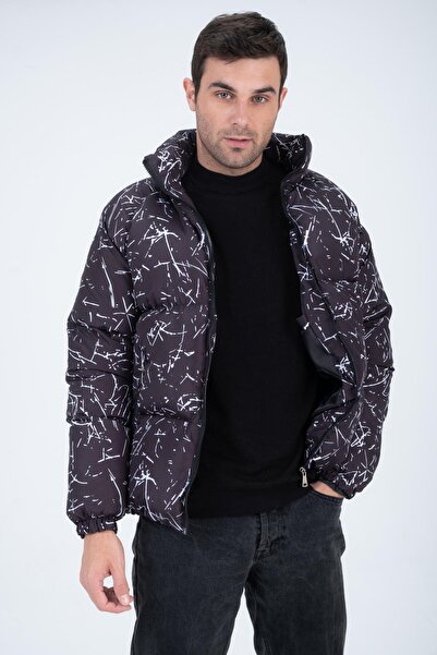 Polo State Palton pentru bărbați cu mâneci raglan cu imprimeu digital negru