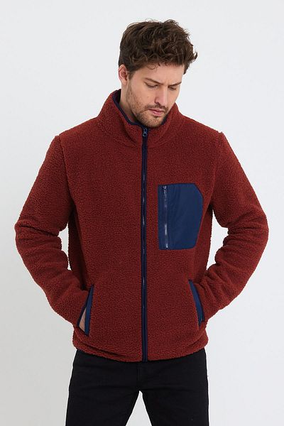 Polo State Jachetă pentru bărbați din fleece, cu guler vertical, din pluș