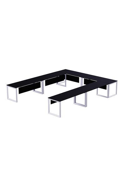 Mahmayi Vorm 136-14 U-Shaped Conference Meeting Table for Office - 12 Seater, Black
