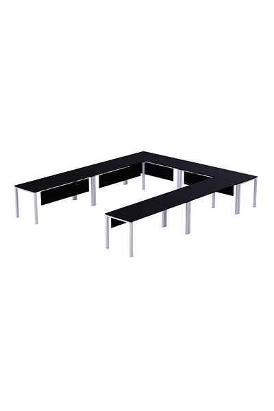 Mahmayi Figura 72-14 U-Shaped Conference Meeting Table for Office - 12 Seater, Black
