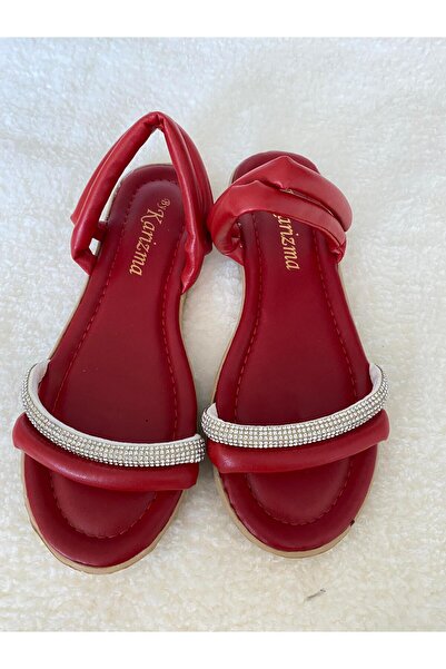 DİGGO Sandale puf cu detalii de piatră roșie