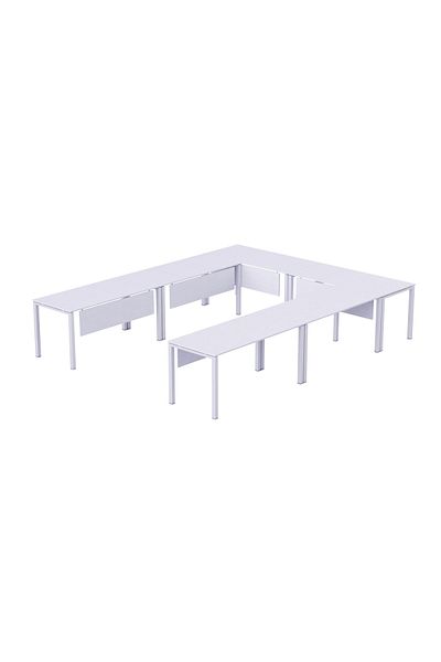 Mahmayi Figura 72-12 U-Shaped Conference Meeting Table for Office - 12 Seater, White