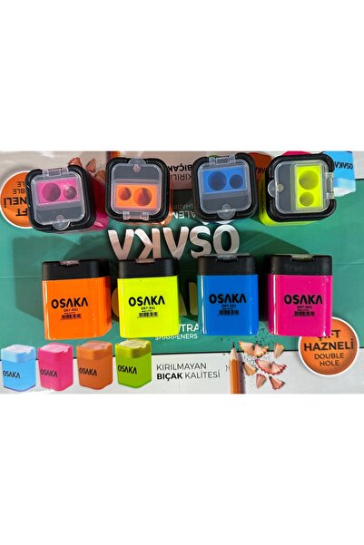 Osaka Çift Hazneli Kalemtraş Biri Geniş Uçlu Kırılmayan Bıçak (4 ADET)