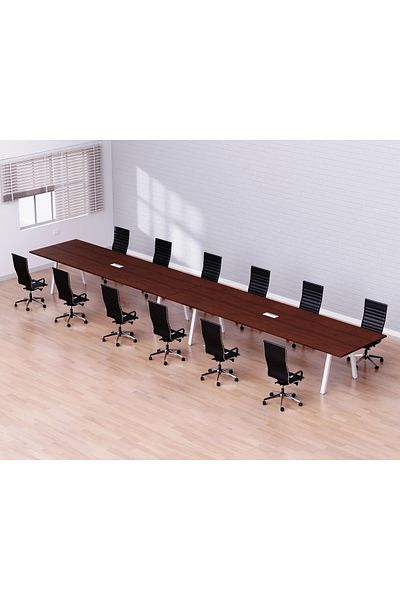 Mahmayi Bentuk 139-48 12 Seater Conference Meeting Table Modern Furniture - Apple Cherry