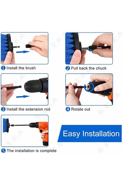 Saharaz 6 Pcs Drill Cleaning Brush Set, All Purpose Crevice Power Scrubber,with Extended Long Bracket