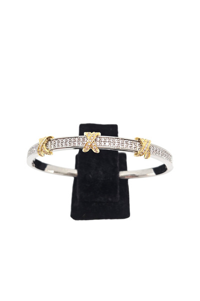 stainless steell Pırlanta Model 14K ve Beyaz Altın Rengi Paslanmaz Çelik Zirk...