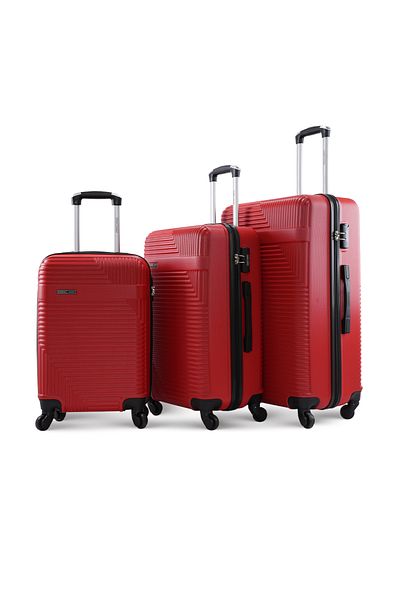 PARAJOHN Travel Luggage 3 Pcs Lightweight Trolley Set -ABS-RED