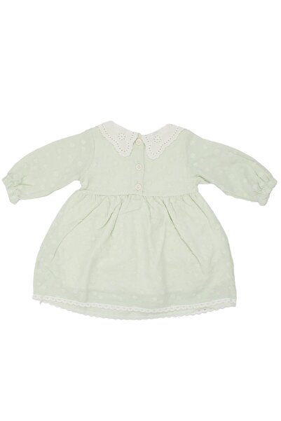 bebegen Kız Bebek Su Yeşili Bebe Yakalı Puantiyeli Elbise