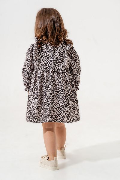 Eray Kids Girls Bandana Leopard Print Ruffled Dress with Sleeves