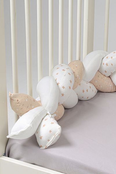 Messido 180 cm 3-Piece Mesh Protection / Crib Mattress Protector - Brown Star - Ecru