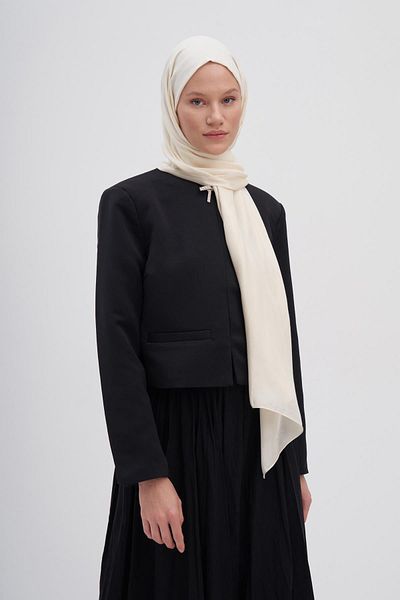 carell Double Sided Silk Slub Shawl - Pearl