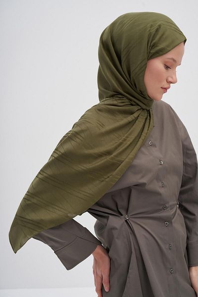 carell Symmetrical Jacquard Italian Silk Shawl Olive Green