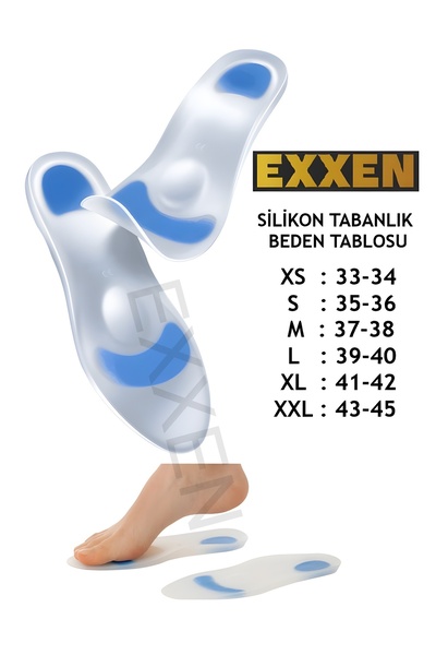 Exxen Tam Ortopedik Anatomik Silikon Ayakkabı Tabanlığı Topuk Dikeni Tabanlık
