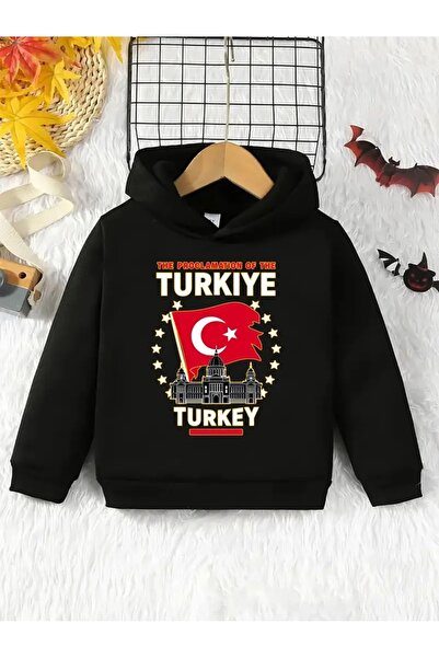 EYAX MODA Children's Turkey Themed Hooded Swetshirt