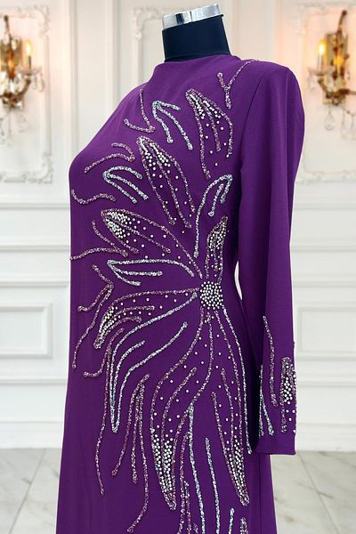 Amine Hüma Βραδινό φόρεμα Vera Plum Hijab