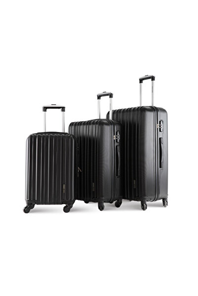 PARAJOHN مجموعة حقائب سفر خفيفة الوزن مكونة من 3 قطع من مادة ABS - لون أسود
