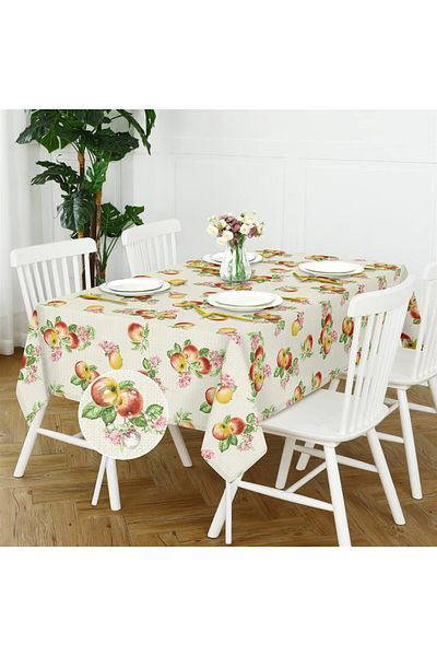 Evim Red Canvas Apple Liquid Proof Tablecloth