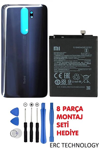 ERCTECH Xiaomi Redmi Note 8 Pro Arka Cam Kapak Batarya Pil Kapağı Siyah + Pil...