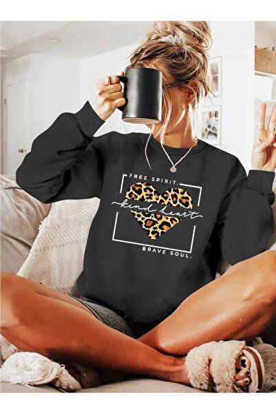 Moda Ebrar Women's Long Sleeve Crew Neck Print Viscose Two Thread Blouse