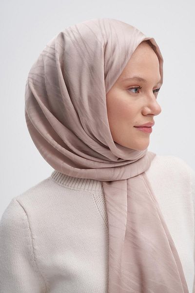 carell Beige Symmetrical Jacquard Italian Silk Shawl