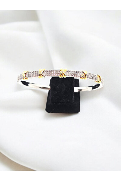 stainless steell Pırlanta Model 14K ve Beyaz Altın Rengi Paslanmaz Çelik Zirk...