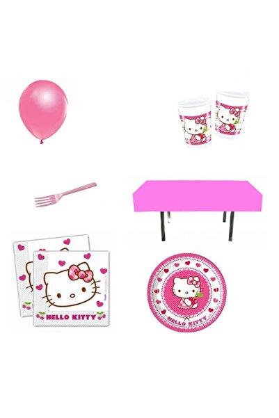 Hayaller Dükkanı Hello Kitty 8 Kişilik Doğum Günü Süsleri Parti Malzemeleri Eko-