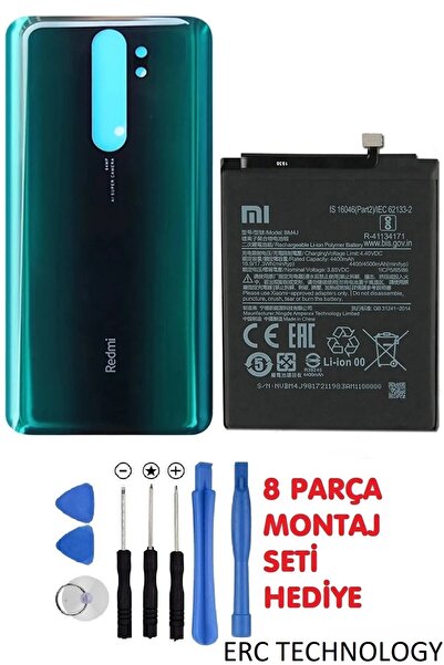 ERCTECH Xiaomi Redmi Note 8 Pro Arka Cam Kapak Batarya Pil Kapağı Yeşil + Pil...
