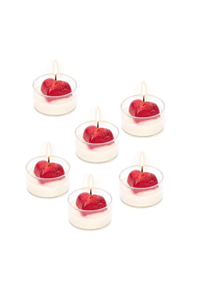 Missi Sevgililer Günü 6lı Kalp Kabartmalı Rosewood Kokulu Tealight Mum Seti