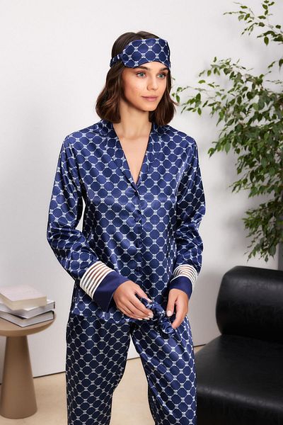 Pierre Cardin Satin Women's Pajama Set - 1320 Navy Blue