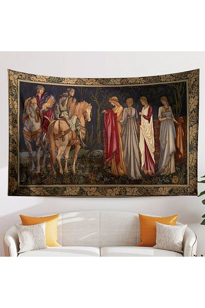Else Dekor Tapiserie pentru femei cu model vintage - Tapiserie de perete cavaler medieval