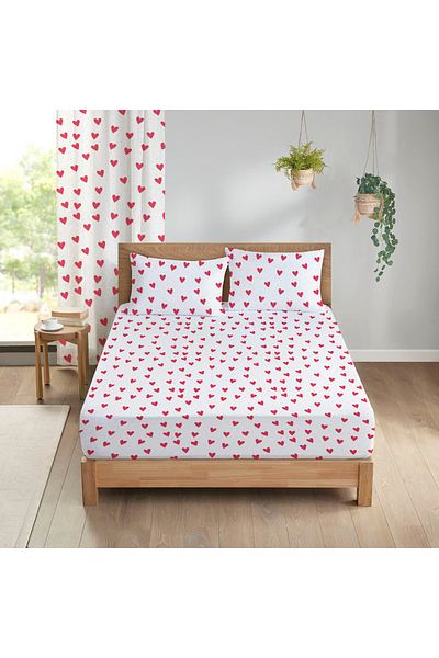 Evmila Heart Patterned Printed Double Sheet Set 180X200 cm