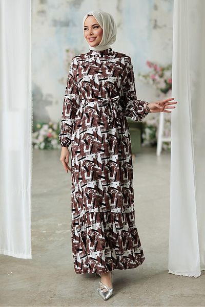 Bestenur Φόρεμα Buker Woven Viscose 1312 - Καφέ