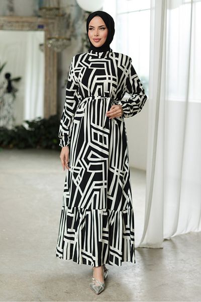 Bestenur Elar Woven Viscose Dress 1314 - Black