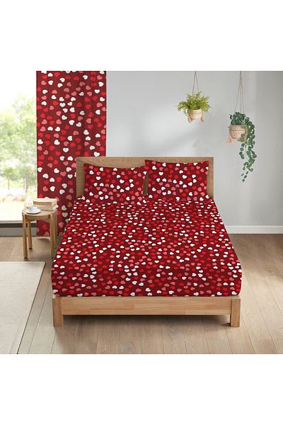 Evmila Heart Patterned Printed Double Sheet Set 180X200 cm