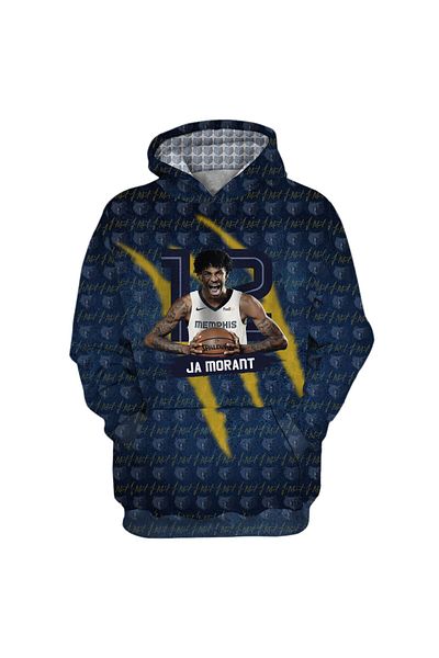 usateamfans Ja Morant 3D Oversize суичър с качулка - свободна кройка