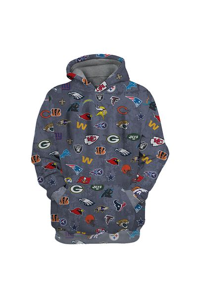 usateamfans NFL 3D Oversize Hoodie - Χαλαρή εφαρμογή
