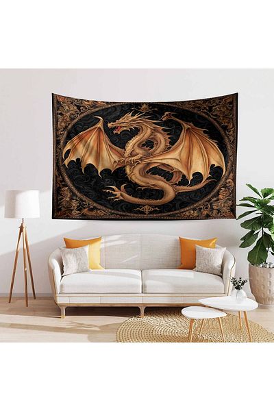 Else Dekor Tapiserie de perete vintage cu model dragon - covor