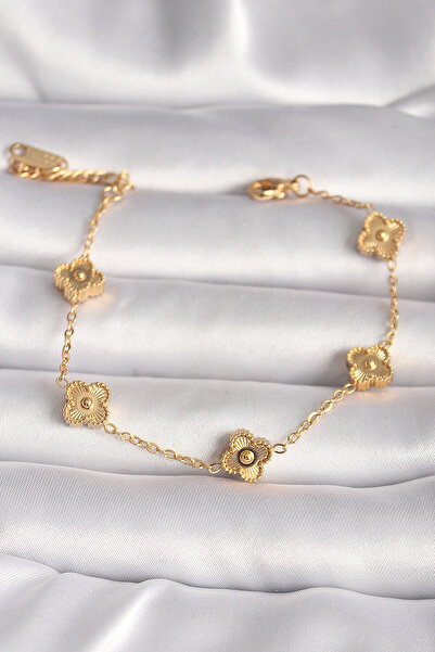 Bernami Special Steel Gold Color Boy Clover Model Processing Detail Women's Bracelet Offer!! !