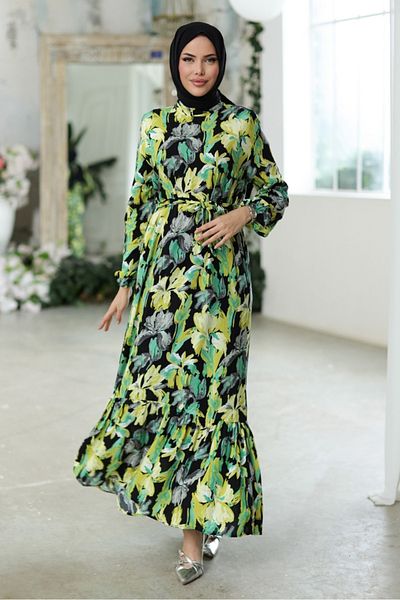 Bestenur Φόρεμα Karel Woven Viscose 1319 - Πράσινο