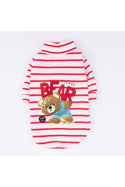 Pettrend Red Bear with Me Printed Knitwear Sweat Cat Dog Sweat Cat Dog Outfit