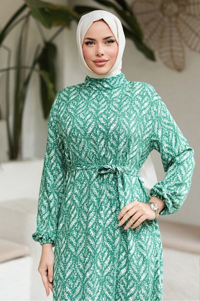 Bestenur Ahest Woven Viscose Dress 1328 - Green