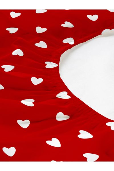 Evmila Heart Patterned Printed Double Sheet Set 180X200 cm