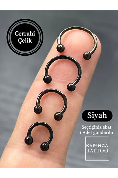 Karınca Piercing Siyah Halka Piercing Helix Smiley Septum Burun Dudak Nipple Meme Ucu Tragus Cerrahi Çelik Piercing