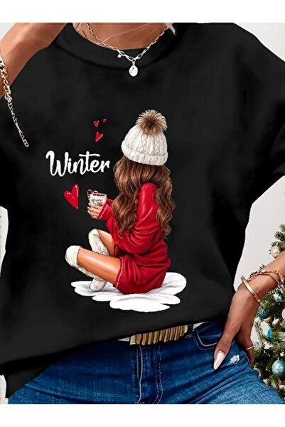 gl00my    Women's Christmas Custom Long Sleeve Crew Neck Print Viscose Two Thread Blouse