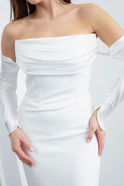 Lafaba Жіноча вечірня сукня з білим комірцем з деталями рибки