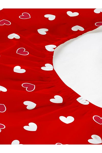 Evmila Heart Patterned Printed Double Sheet Set 180X200 cm
