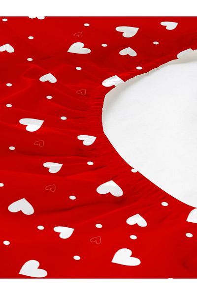 Evmila Heart Patterned Printed Double Sheet Set 180X200 cm