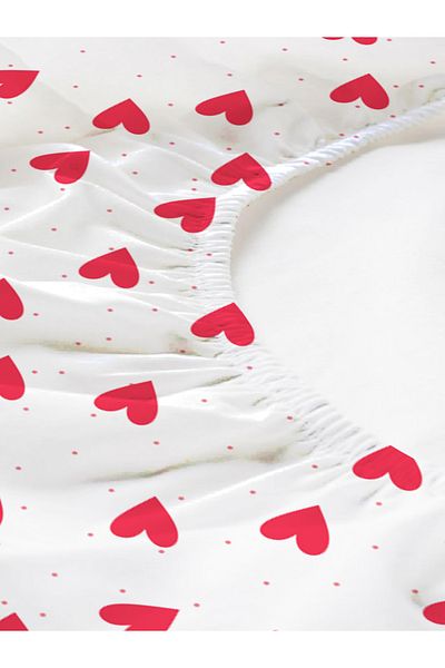 Evmila Heart Patterned Printed Double Sheet Set 180X200 cm