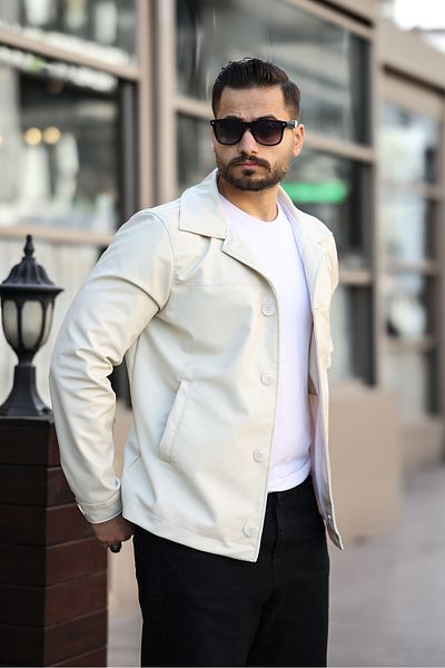 LOES MOMENT New Season Men's Buttoned Leather Jacket